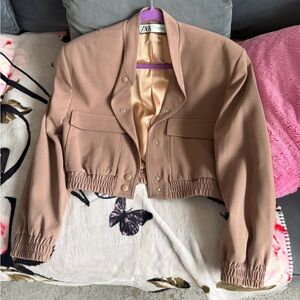 Zara Women's Mauve Bomber Jacket